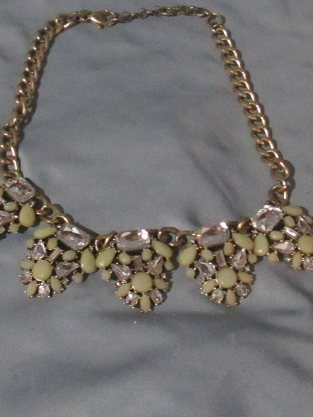 Banana Republic Gold Tone Cream Rhinestone Bib Necklace Neutral Jewelry  Y721